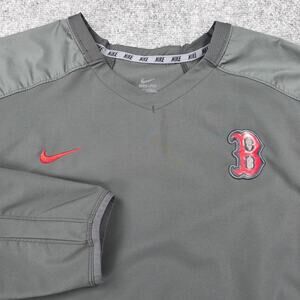 Boston Red Sox Jacket Mens Large Gray MLB Baseball Nike Dri Fit Warm Up Pullover